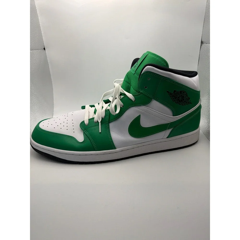 Jordan 1 Mid Lucky Green White Black DQ8426-301 Mens SIZE 18